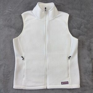 Vineyard Vines Vest Womens S Ivory Full Zip Fleece Casual Preppy Hiking Outdoor